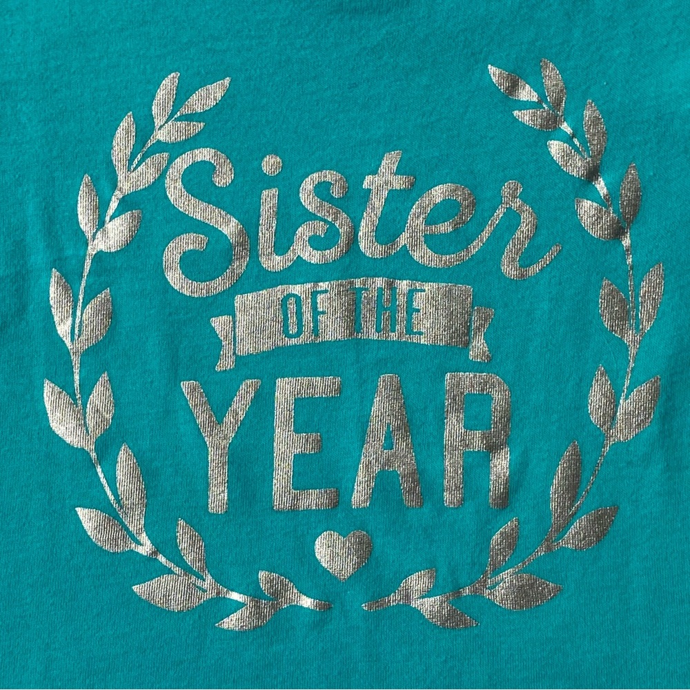 Sister Shirt Size 2T NEW NWT Sister Of the Year Carter's Aqua Blue Silver 24 Mo